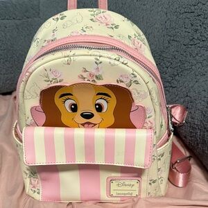 Loungefly Pink Floral Lady and the Tramp Mini Backpack